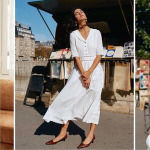 Simple Retro Fiona Cotton White Midi Dress Size Small Cottagecore Boho Prairie